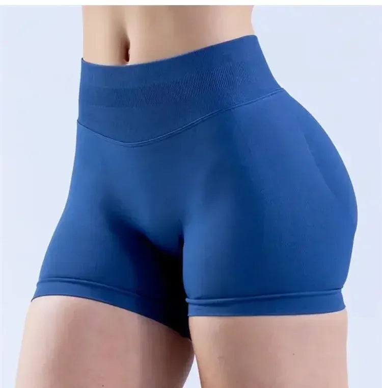 Summer High Waisted Yoga Shorts Women  Fashionable and Sexy Running Fitness Pants Solid Color High Elastic Yoga Leggings.