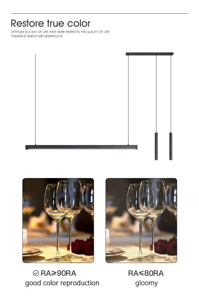 Esszimmerlampe Küchenleuchten Wort lange Restaurant Kronleuchter moderne minimalistische Bürolampen Nordic Bar Insel Kronleuchter.