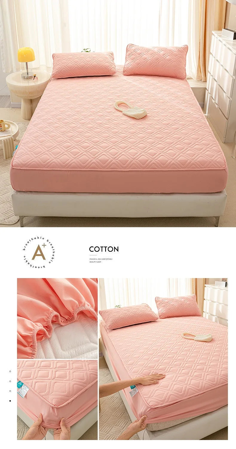Waterproof Mattress Cover Cartoon Style Bed Covers Quilted Fitted Sheet постельное белье Thickened Bedspread(No Pillowcase)