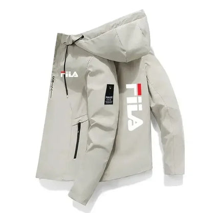 Men's 2025 printed high-quality zipper hooded baseball jacket, four-autumn jacket, trendy men's windproof zipper jacket, casual.