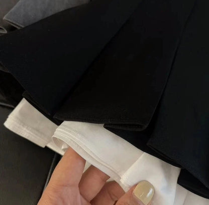 Mooyufon Ruffles Black Mini Skirt Women Korean Patchwork Pleated Skirts Japanese Kawaii High Waist All Match A Line Skirt New.