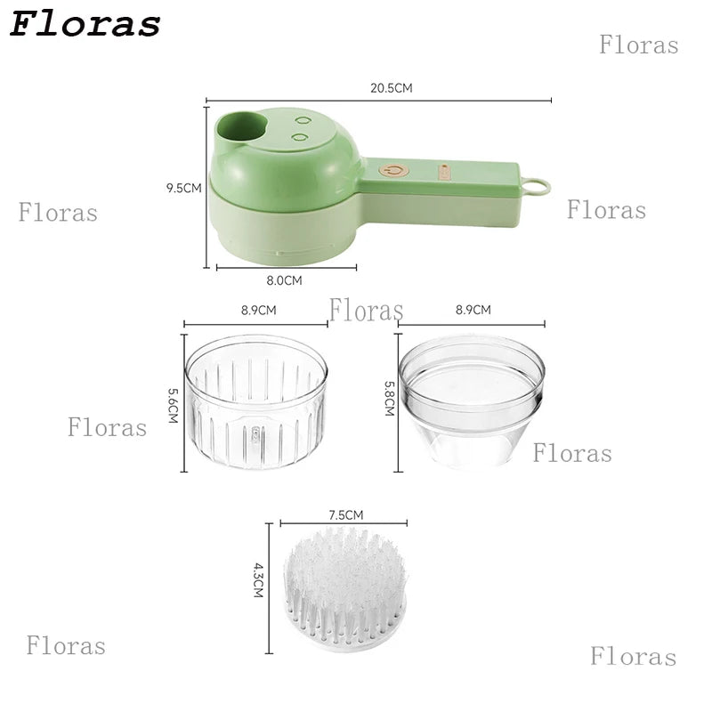 Electric Vegetable Cutter Set Handheld Wireless Electric Garlic Masher Food Chopper Meat Grinder Machine Food Peel Slice.