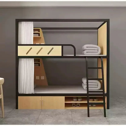 Obere und untere Etagenbetten, Schulwohnheim, Apartmentbett, Jugend, Hostel, Raumkapsel, All-Inclusive-Bett, Stahl, Holz, kombiniert, Mutter