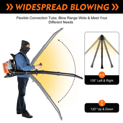 65cc 2-Takt Benzin Rucksack Blatt luftgekühltes Gebläse kommerzielles Gartenhof Werkzeug 2,7 kW U/min