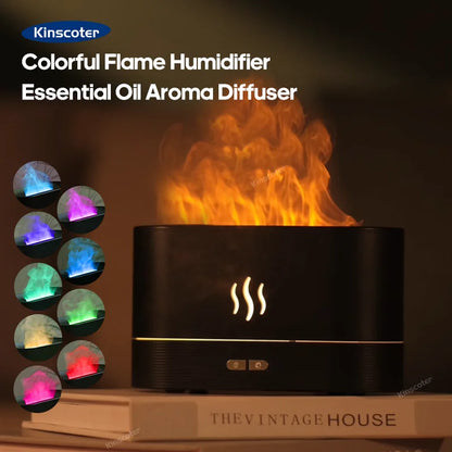 KINSCOTER Aroma Diffuser Air Humidifier Ultrasonic Cool Mist Maker Fogger Led Essential Oil Flame Lamp Difusor.