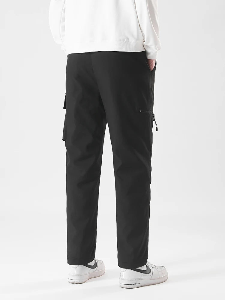 Winter Padded Pants Men 90% White Duck Down Padding Warm Cargo Pants Waterproof Windproof Snow Cold Thermal Down Trousers.