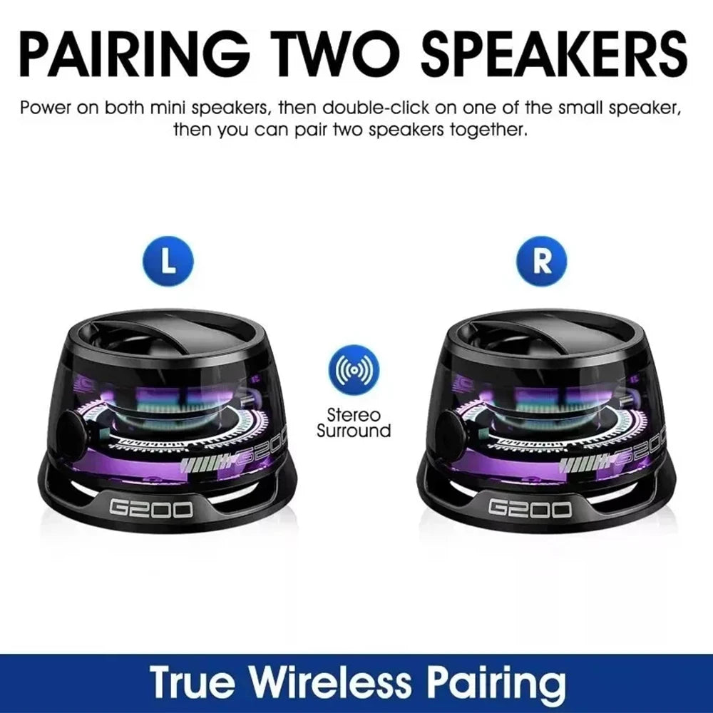G200 Magnetic Portable Bluetooth 5.3 Speaker Mini Sound Box Multifunctional LED Color Light Stereo Soundbar Wireless Loudspeaker.
