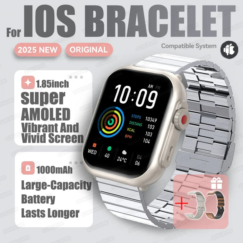 2025 New For Huawei Xiaomi Smart Watch Men Women 1.85-Inch HD AMOLED Full Touch Screen IP68 Waterproof Bluetooth Call SmartWatch