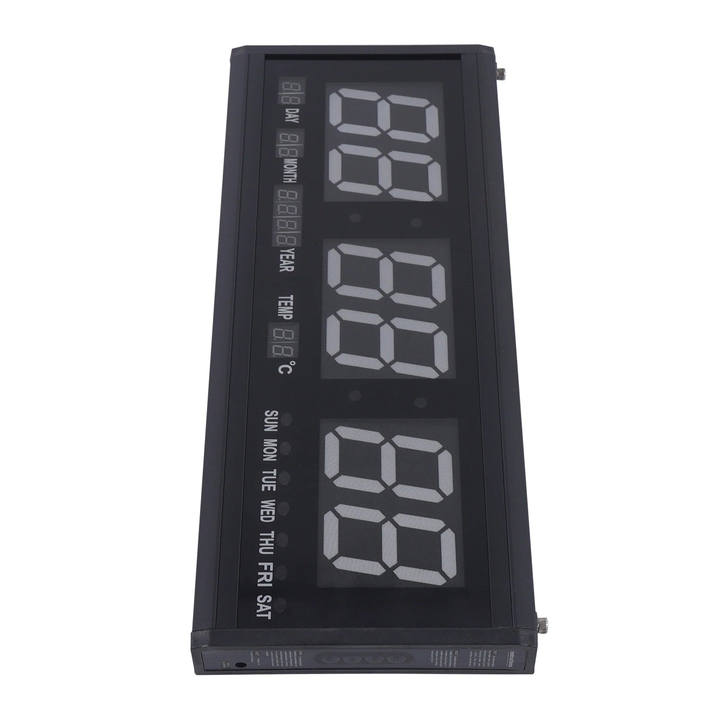 220 V große LED-Digital-Wanduhr, Zeit, Temperatur, Datum, Woche, Anzeige, automatischer Dimmer, leuchtende, leise Tischuhr, Wanduhr, 48 x 19 cm