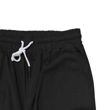 Sommer neue europäische und amerikanische Handel große Herren einfarbig Set mit Kragen, Kurzarm, Reiß verschluss Hosen Set, 2 Stück.