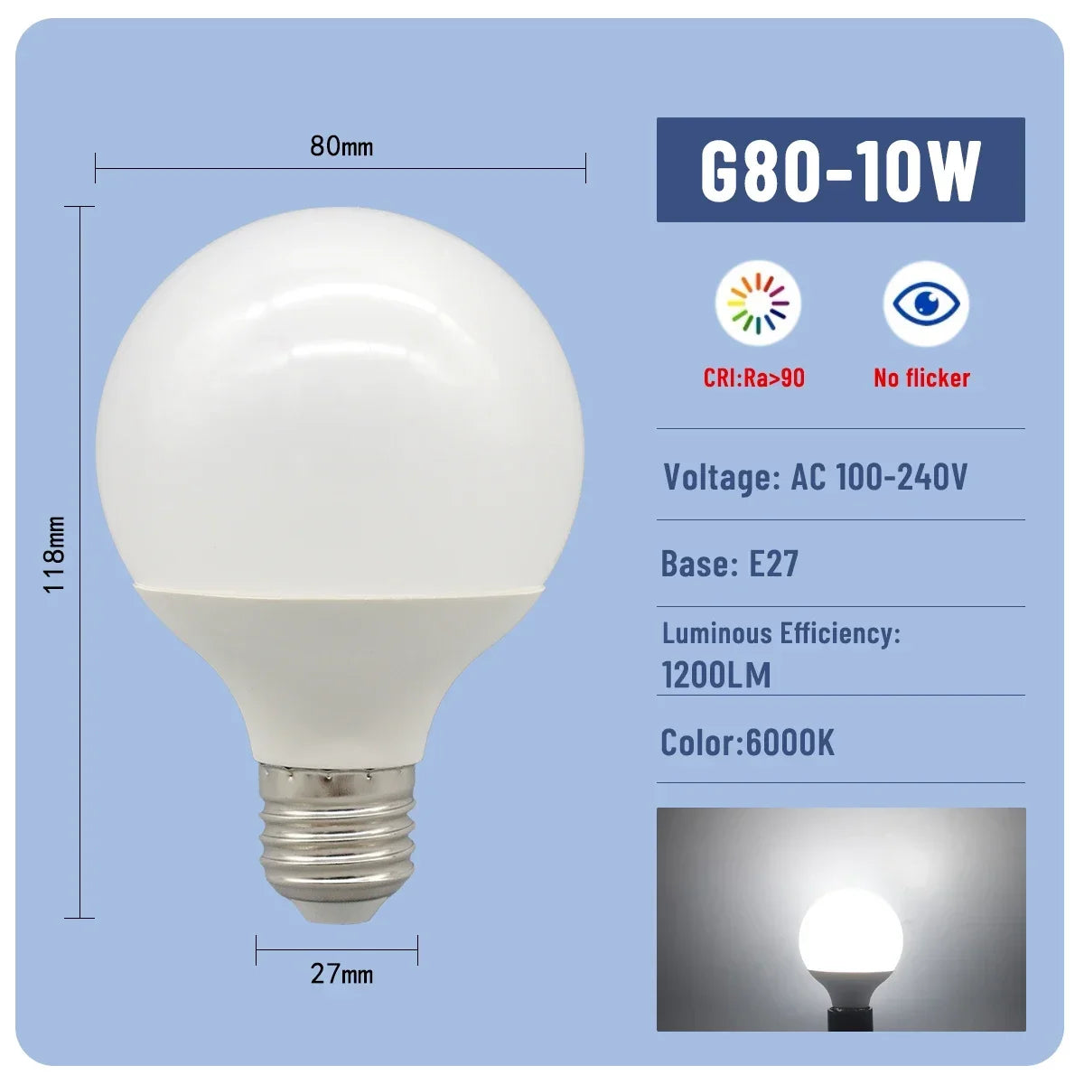 1-6PCS E27 Led-lampe 10W 15W 18W AC 220V 110V G80 G95 G120 energiesparende Globale Licht Lampada Ampulle led Lampe Eitelkeit Glühbirnen