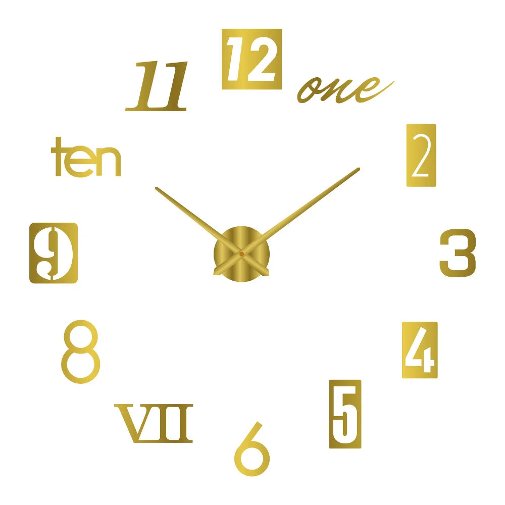 2022 moderne Design Große Wanduhr 3D DIY Quarz Uhren Mode Uhren Acryl Spiegel Aufkleber Wohnzimmer Wohnkultur Horloge