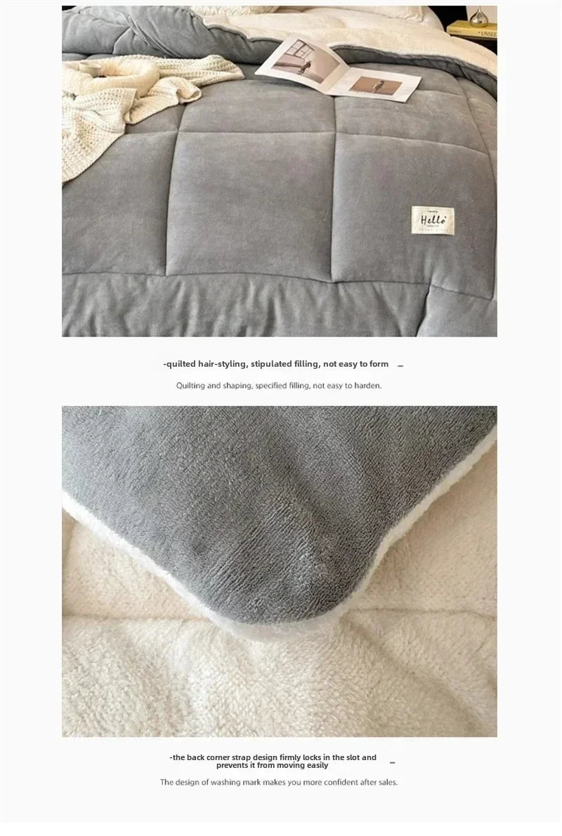 Winter Quilt Blanket Double Sided Velvet Lamb Cashmere Double Bed Quilts King Queen Full Size Bed Duvet Thicken Comforter Core
