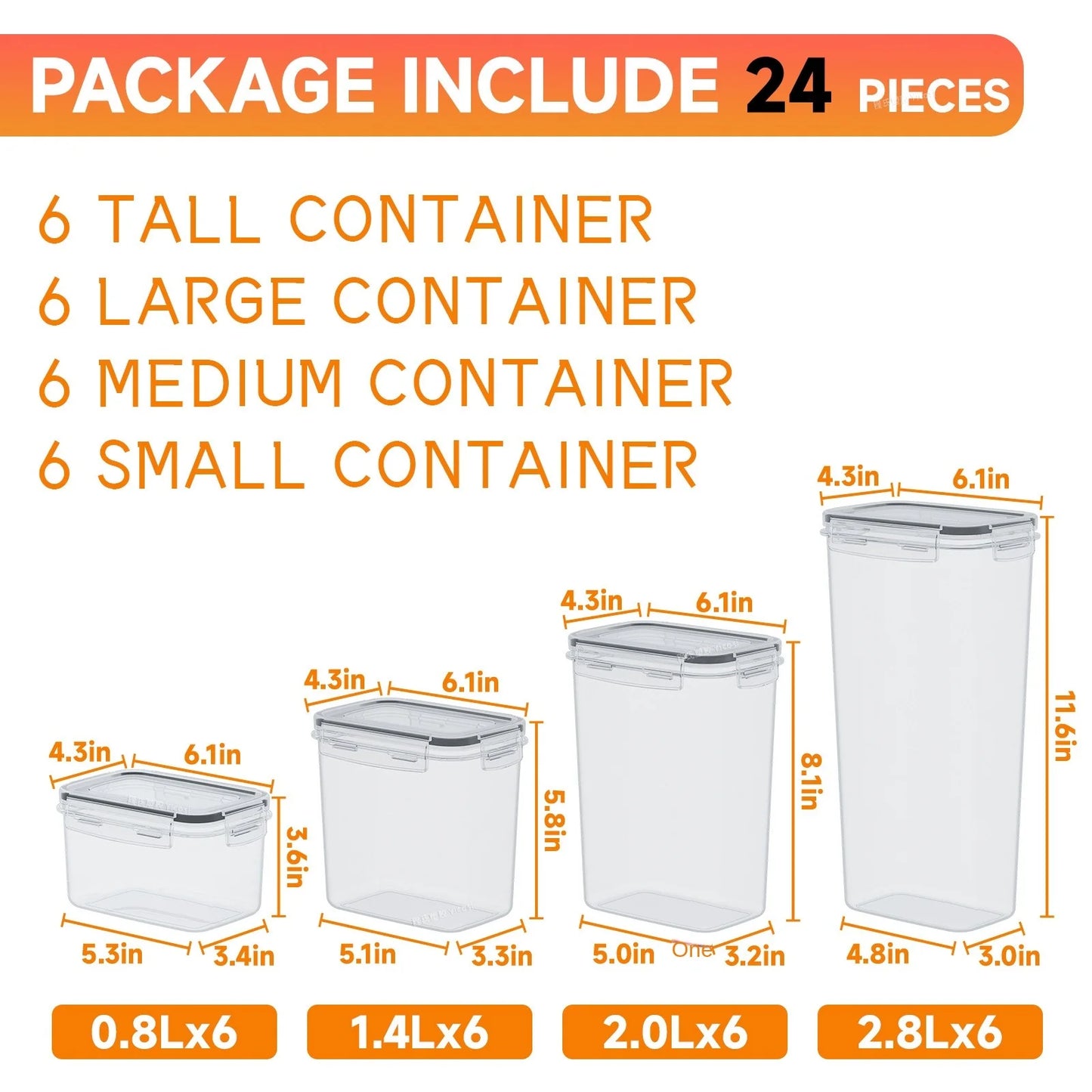 Airtight Food Storage Containers With Lids Thickened Transparent Square Jars For Kitchen Pantry Organization - Dry Food Cereal