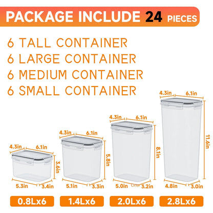 Airtight Food Storage Containers With Lids Thickened Transparent Square Jars For Kitchen Pantry Organization - Dry Food Cereal