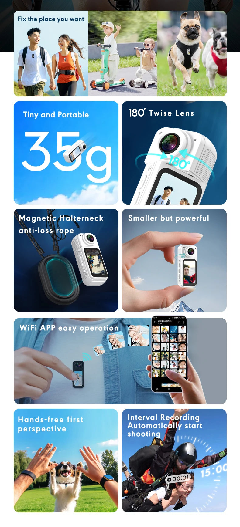 Small Action Camera Sports Cam Bodycam Rotating Lens Go WiFi Digital Pro Video Runcam Instant for Hero 10 11 12 13 Photography.