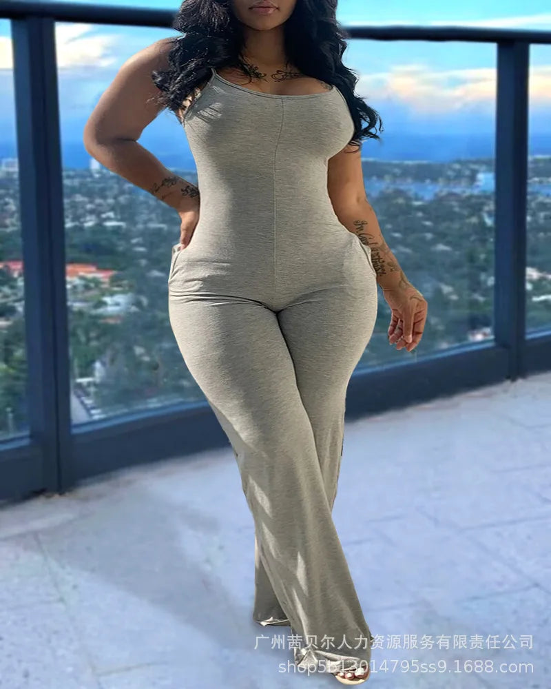 Women's Fashion Large Size Pit Strip Bodysuit.