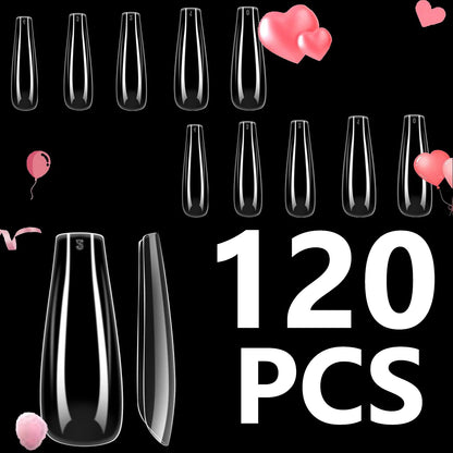 120PCS- Semi-frosted short almond clear fake nails, whitening nail art set with removable fake nails for festivals, parties, dat