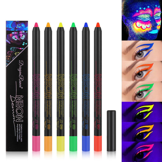 Fluorescence Blue Eyeliner Gel Waterproof Luminous UV Light Neon Eyeliner Pen Yellow Green Pink Color Eye Shadow Cream Make Up.