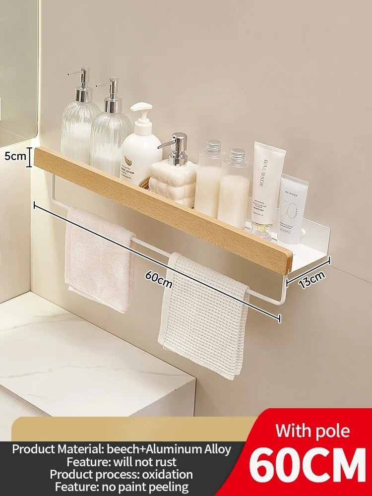 Holz Aluminium Material Badezimmer Regal Organizer Eckregal Shampoo Lagerregal Dusche Wandregal Badezimmer Organizer