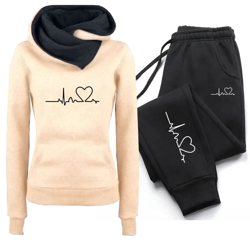 Women's Tracksuit Female Pullover Hoodies Jogging Pants Sweatshirt Sports Suit Two Piece Set Women Clothing Winter Warm Outfits.