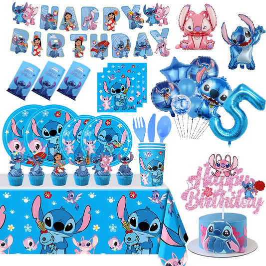 Disney Lilo und Stitch Geburtstag Party Dekoration Geschirr Tasse Teller Tischdecke Luftballons Thema Party liefert Banner Hintergrund.