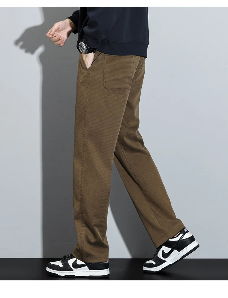 Mens Lyocell Straight Loose Elastic Waist Jeans 2025 Autumn Winter Fashion Brand Comfortable Versatile Pants Plus Size 5XL