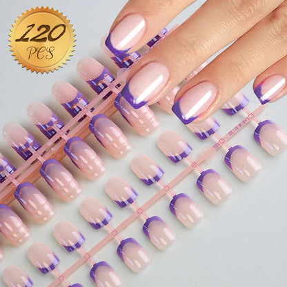100Pcs Light Pink Press on Nails Short Medium Square Wearable Fake Nails Tips 10 sizes Full Cover False Nails Finger Decoration