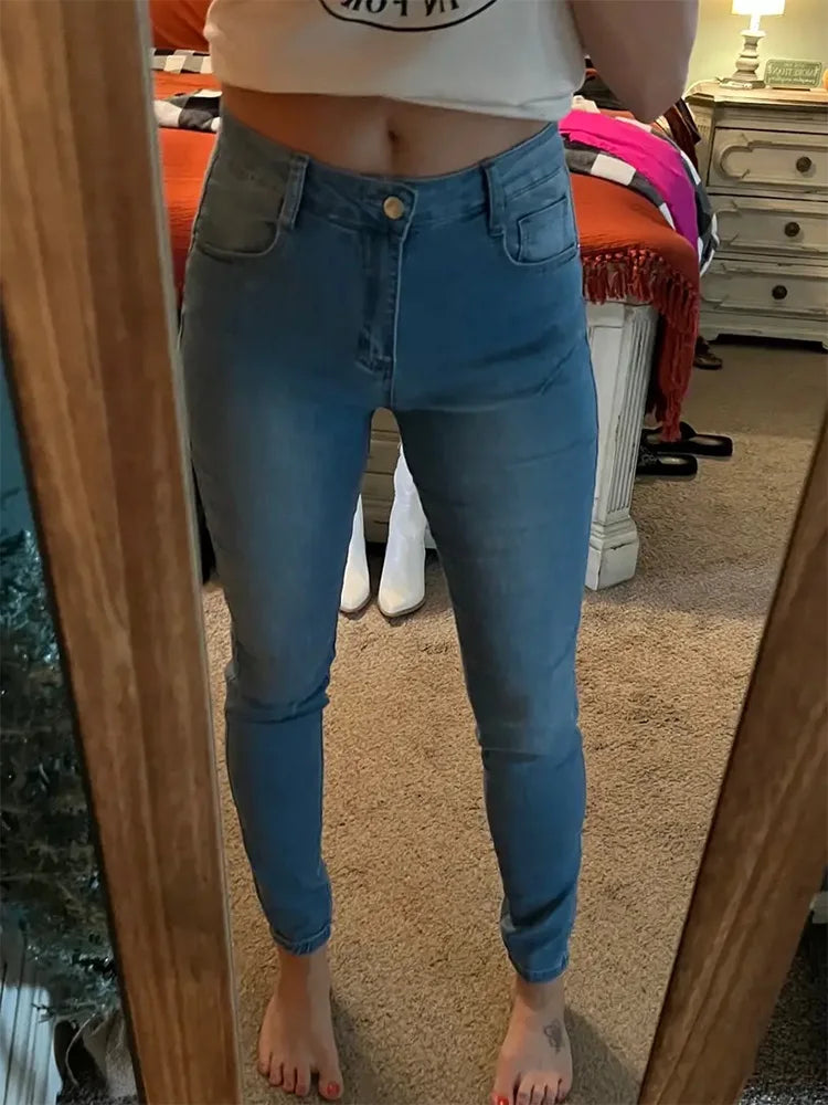 Women High Waist Stretch Skinny Hips Wrap Jeans Lady Slim Fit Classic Narrow Leg Denim Pencil Pants Y2k High Street Trousers