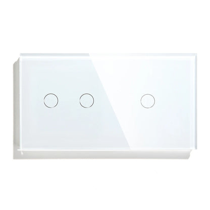 BSEED Touch-Schalter, 1/2/3 Gang, 1-Wege-Wandlichtschalter, blaue LED-Hintergrundbeleuchtung, Glas, Sensorbildschirm, Heimschalter, Weiß, EU-Standard.