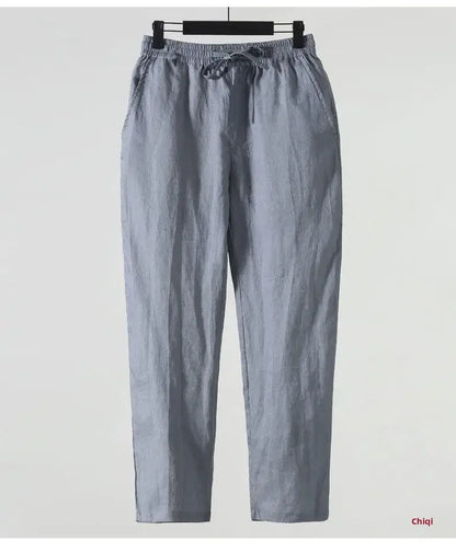 Casual Men's Linen Pants Loose Fit Cotton Linen 3/4 Length Pants Chinese Style Men's Material.