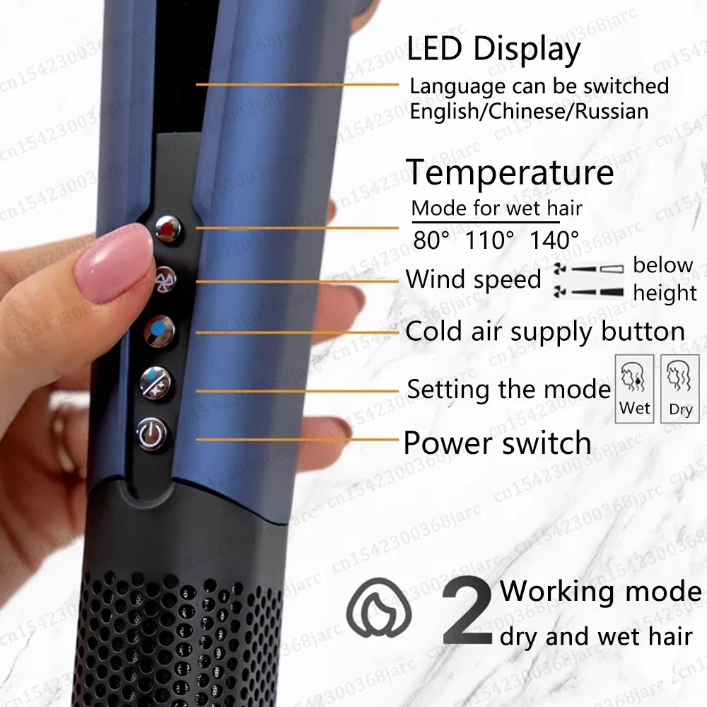 220V Professional Hair Straightener Hair Dryer Heat-Up Flat Negative Ion Iron Lasting Styling Straightener 2 in 1 With display