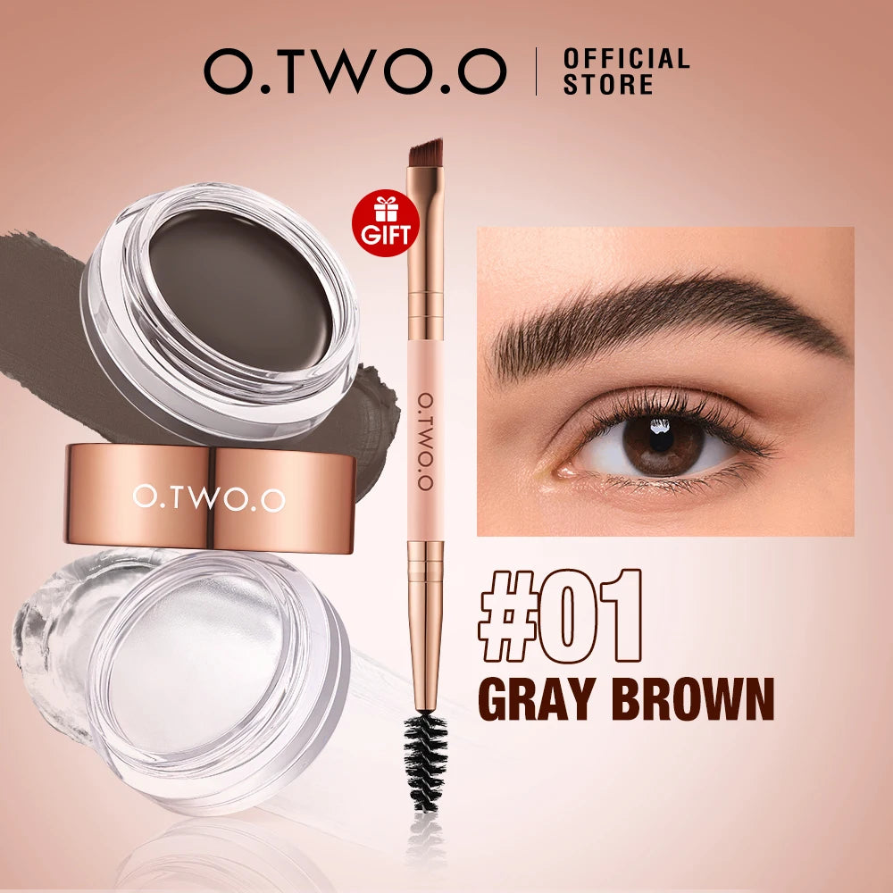 O.TWO.O Eyebrow Pomade Brow Gel Wax 2 IN 1 Waterproof Long Lasting Creamy Texture Eye Brow Tint Enhancers Cosmetics Makeup.