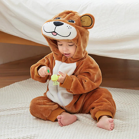 Bär Stram pler Baby Junge Mädchen Pyjama Neugeborene Bebe Kleidung niedlichen Body suits Flanell warmes einteiliges Winter Halloween Tier Outfit.