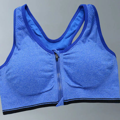 Front Zipper Sport Bra Gym top Breathable Brassiere Yoga Workout Running Vest Women's Underwear Shockproof Running Fitness Bra.
