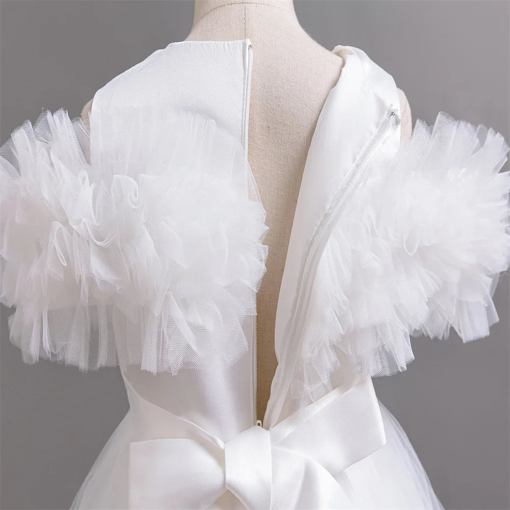 Neues elegantes Kleid für Mädchen, Blumenhochzeit, Hochzeit, langer bestickter Panto-Rock, 4–12 Jahre altes Klavier-Performance-Mädchenkleid.