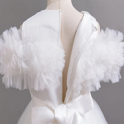 Neues elegantes Kleid für Mädchen, Blumenhochzeit, Hochzeit, langer bestickter Panto-Rock, 4–12 Jahre altes Klavier-Performance-Mädchenkleid.