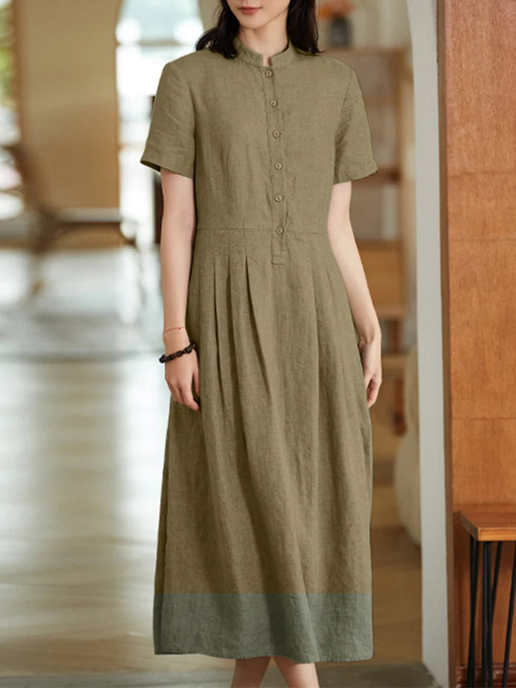 Women's Elegant Solid Cotton Robe Femme 2022 Spring Autumn Bohemian Maxi Dress ZANZEA Casual Long Sleeve Shirt Dresses Oversized