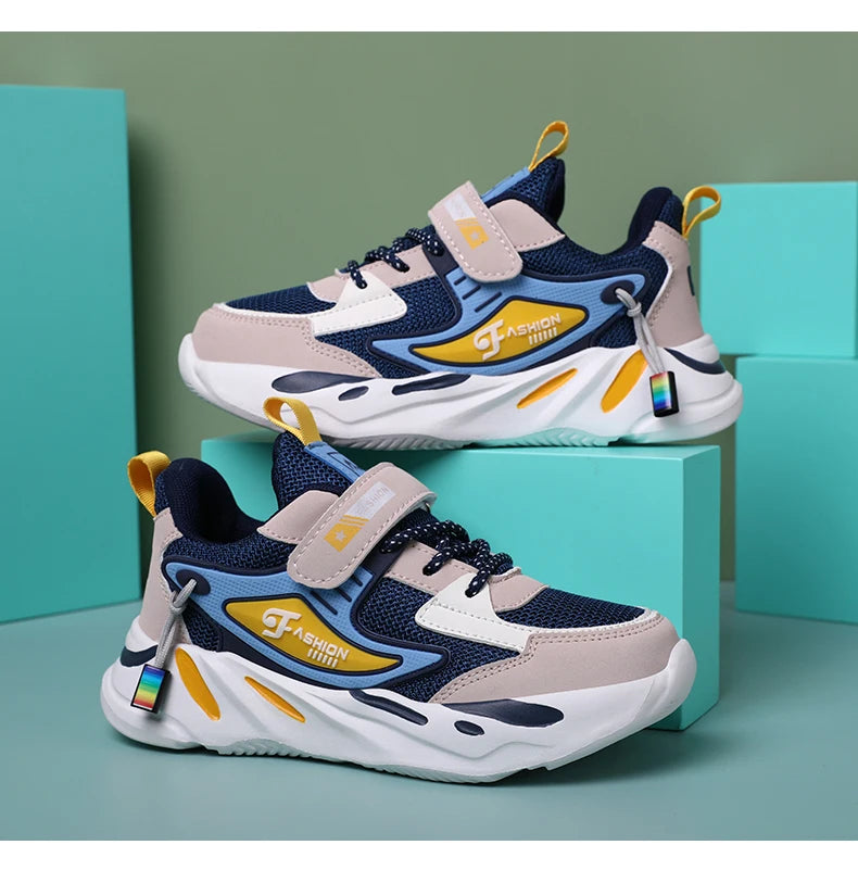 Kids Boy Fashion Trend Casual Sneaker Non-Slip Children's Sports Shoes Breathable Mesh Comfortable Wear.