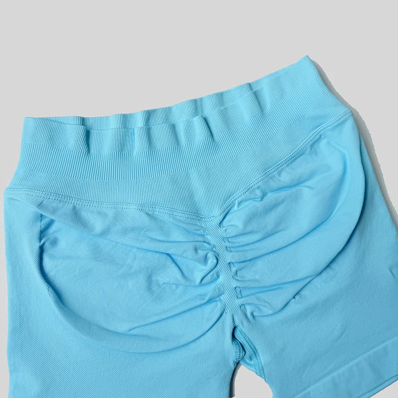 2025 Seamless Yoga Shorts Women Fitness Sports Biker 4.5" Low Ribbed Band Gym Shorts Workout Scrunch Butt Impact Leggings.