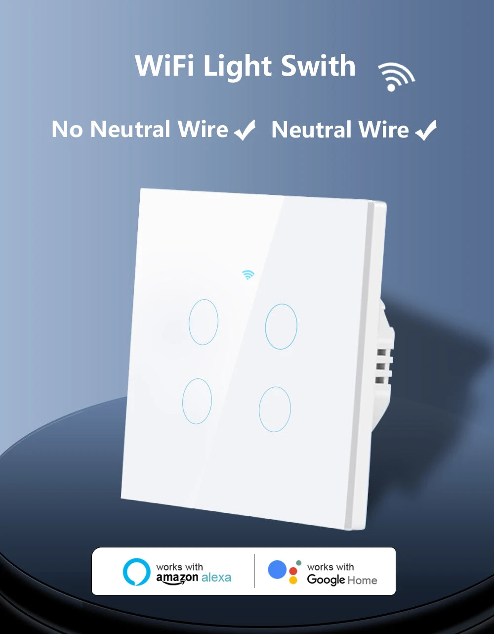 Tuya Wifi Smart Touch Licht EU Schalter Drahtlose Fernbedienung LED Licht Schalter Kein Neutralleiter Erforderlich 1-4 Gang Alexa Google Hause.