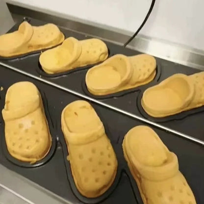 Commercial Slipper Shape Waffle Maker Machine 4 or 6 Holes Non-stick Waffle Iron Kitchen Snack Equipment.