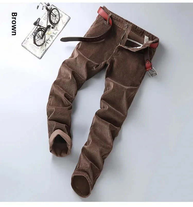 Herren Cord-Freizeithose, gerades Bein, lockere Passform, Jugend, Winter, dicke warme Samt-Jogginghose, Jogginghose, Baggy-Jogginghose