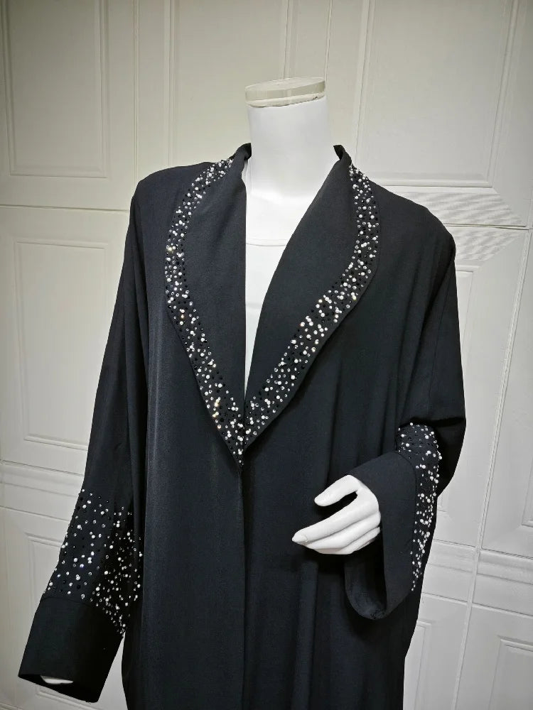 Black Open Kimono Abaya Damen Dubai Luxury Muslim Abayas For Women Kaftan Dress Kebaya Islamic Clothing Robe Femme Musulmane.