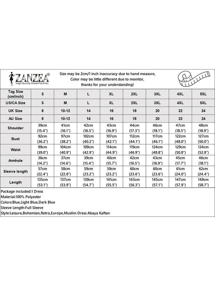 ZANZEA Women Vintage Muslim Abaya Dress 2024 Autumn Sundress Casual Long Sleeve Solid Maxi Long Vestidos Kaftan Islamic Clothing.