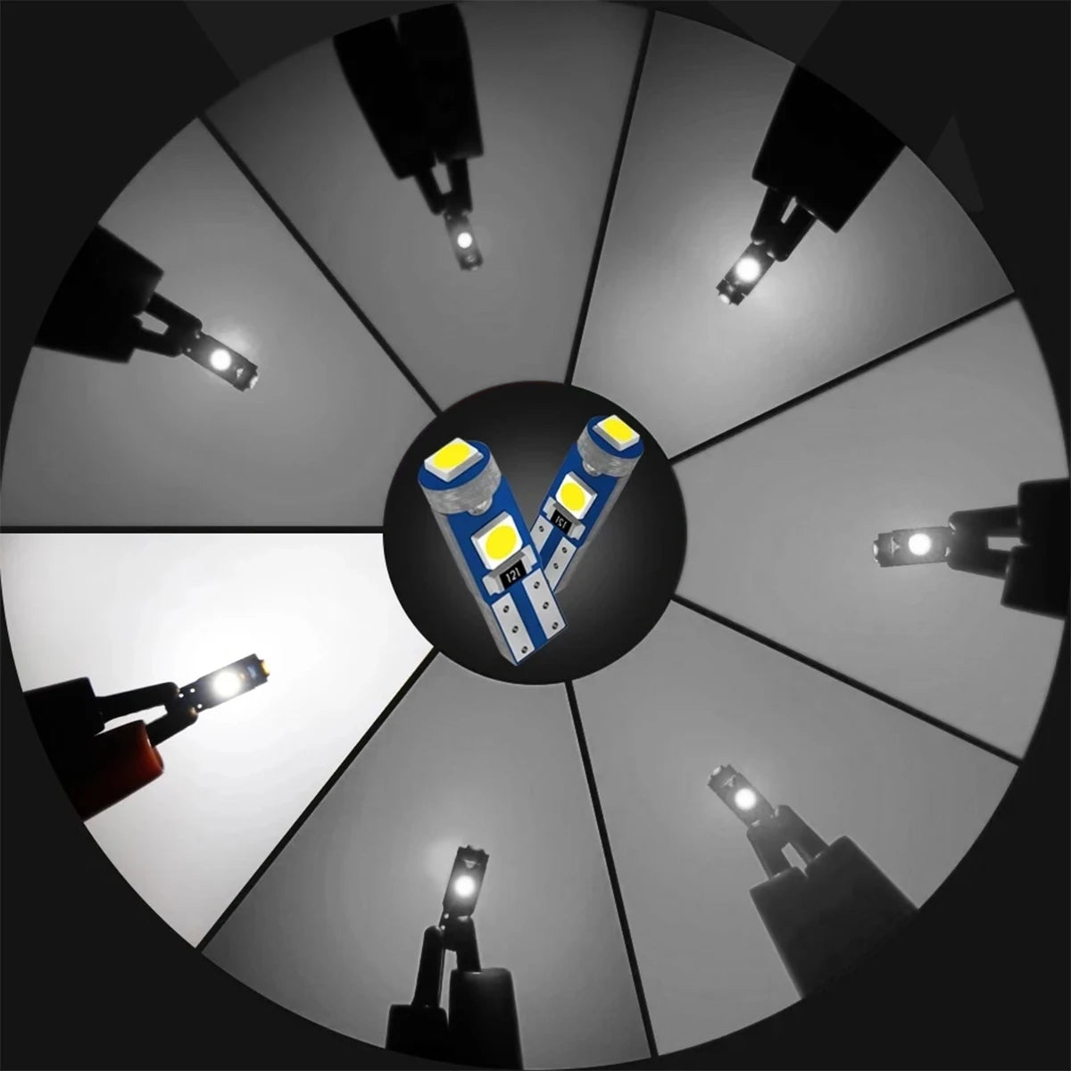 10X T5 Led-lampe W3w Auto Lichter Lizenz Lampe Motorrad Dashboard Licht Auto 3smd 12v Canbus Innen Mini rote Dome Lesen Lampen.