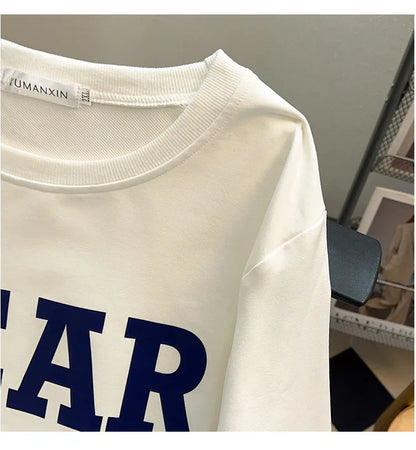 175kg plus size Damen büste Frühling Herbst loses Sweatshirt bedrucktes Buchstaben oberteil schwarz weiß 6xl 7xl 8xl 9xl 10xl 11xl.