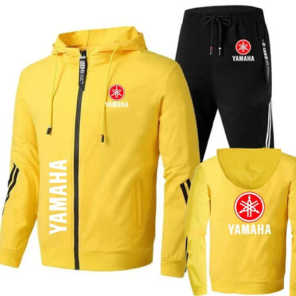 New motorcycle racing sportswear for men, featuring Yamaha logo print, zipper hoodie & pants, men's suit, men's sports suit.