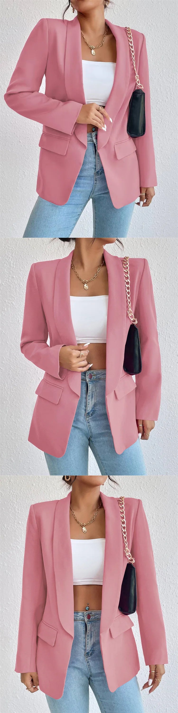 Koreanische Beliebte Rosa Neue Oberbekleidung Frauen 2024 Mode Weiblichen Frühling Jacke Casual Langarm Schwarz Blazer Mäntel.