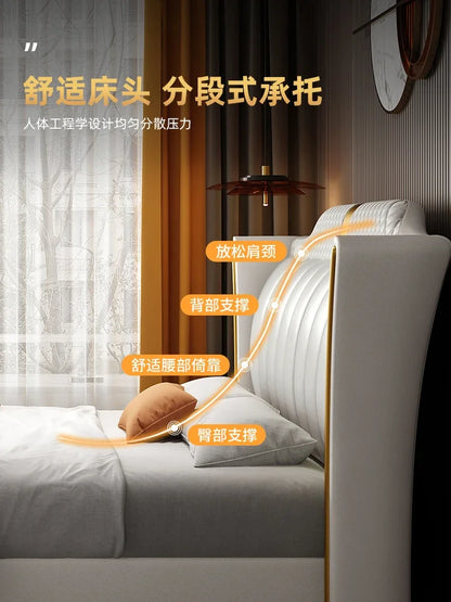 Luxuriöses Doppelbett mit Rahmen, 200 x 200 cm, King-Size-Bett, beleuchtet, 180 x 200, Queen-Size-Bett, luxuriöses, modernes, voll beleuchtetes 2-Personen-Schlafzimmer-Wohnmöbel